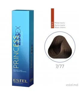 Vopsea cremă permanentă pentru păr PRINCESS ESSEX, 7/77 Castaniu maroniu intens, 60 ml