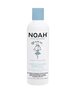 Sampon balsam 2 in 1 cu lapte si zahar pentru copii Kids Noah, 250 ml