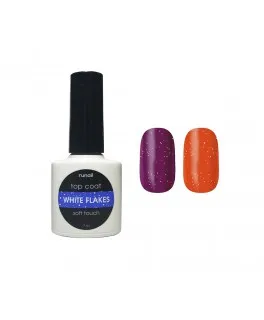 Runail GL 6585 TOP 7 ml pentru gel-lac Top Сoat White Flakes SOFT TOUCH