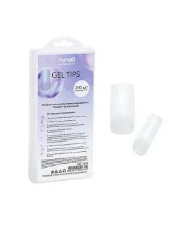 Tipse de gel Runail №7073, 240 buc 'Patrat' (transparente)