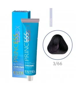 Vopsea-cremă permanentă pentru păr PRINCESS ESSEX CHROME, 3/66 Şaten închis violet intens, 60 ml
