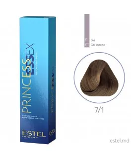 Vopsea cremă permanentă pentru păr PRINCESS ESSEX, 7/1 Castaniu gri , 60 ml