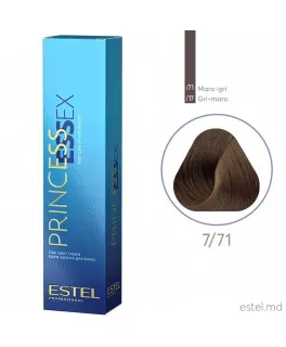 Vopsea cremă permanentă pentru păr PRINCESS ESSEX, 7/71 Castaniu maroniu-gri 60 ml