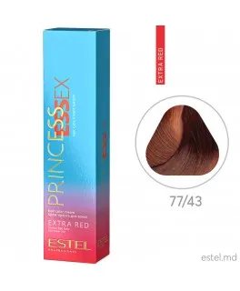 Vopsea cremă permanentă pentru păr PRINCESS ESSEX EXTRA RED, 77/43 Castaniu aramiu-auriu, 60 ml