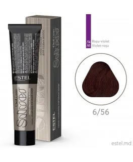 Vopsea-cremă permanentă pentru păr alb DE LUXE SILVER, 6/56 Castaniu închis roşu-violet, 60 ml