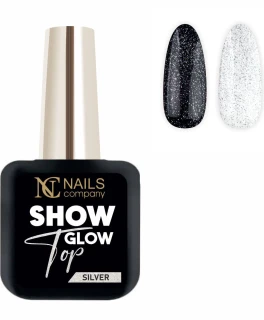 Top coat fara dispersie Glow Snow Silver Nails Company, 11 ml