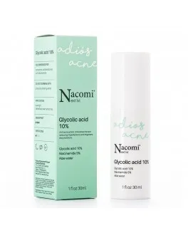 Ser-peeling de noapte cu 10% acid glicolic pentru ten acneeic Adios Acne Nacomi Next Level, 30 ml