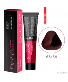 Vopseaua-îngrijire permanentă DE LUXE EXTRA RED, 66/56 Castaniu inchis roșu-violet, 60 ml