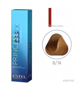 Vopsea cremă permanentă pentru păr PRINCESS ESSEX, 8/74 Castaniu deschis maroniu-aramiu, 60 ml 
