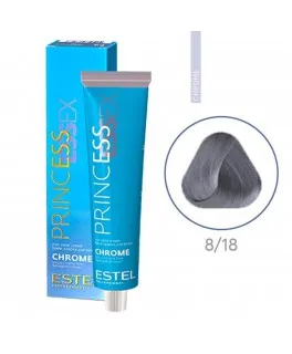Vopsea-cremă permanentă pentru păr PRINCESS ESSEX CHROME, 8/18 Blond închis gri-perlat, 60 ml