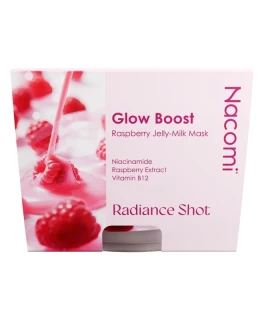 Masca bifazica iluminatoare cu niacinamide pentru toate tipurile de ten Glow Boost Raspberry Nacomi, 80 ml