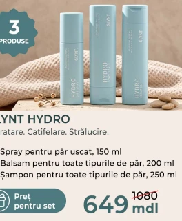 Set Promo pentru toate tipurile de par GLYNT Hydro (Sampon 250 ml, Balsam 200 ml, Spray 150 ml)