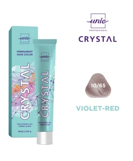 Vopsea crema pentru par Crystal Unic Professional, Blond platinat Violet-rosu 10/65, 100 ml