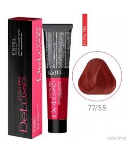 Vopseaua-îngrijire permanentă DE LUXE EXTRA RED, 77/55 Castaniu roșu intens, 60 ml