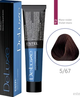 Краска-уход для волос DE LUXE, 5/67 Светлый шатен фиолетово-коричневый, 60 мл
