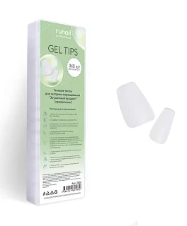 Tipse de gel Runail №7626, 360 buc 'Patrat ingustat' (transparente)