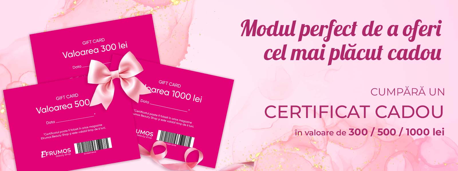 Certificat Cadou Efrumos Beauty Shop — alegerea perfectă pentru orice ocazie!